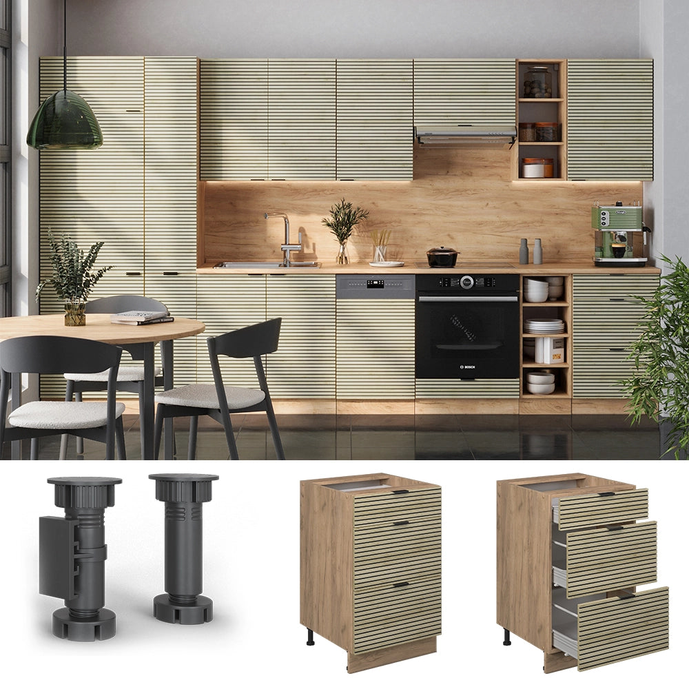 Mobiletto base per cucina Fame-Line Pannello in quercia/Rovere dorato 50 cm, PL Rovere Vicco