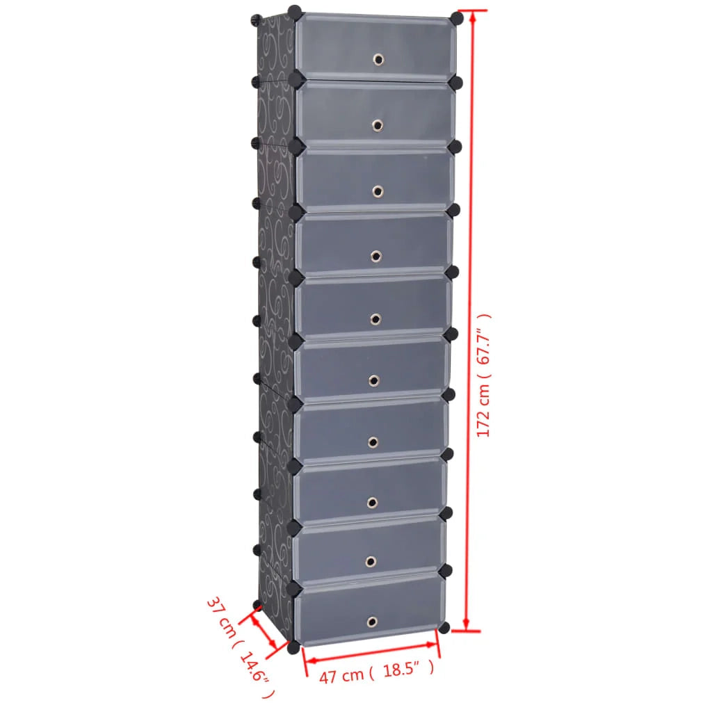 Scarpiera mobiletto portascarpe mobile per ingresso/corridoio/soggiorno con 10 scomparti Nero 02_0021403