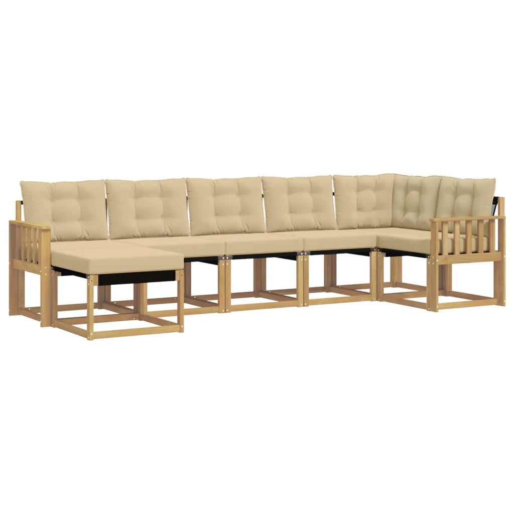 Set di divani da esterno con cuscino 7 pcs Bianco e Beige