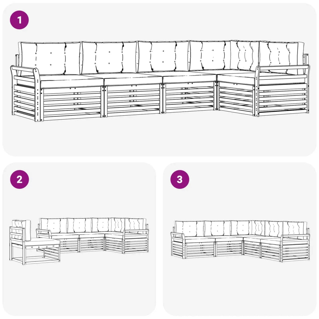 Set di divani da esterno 5 pcs Grigio Naturale e Chiaro 3373461