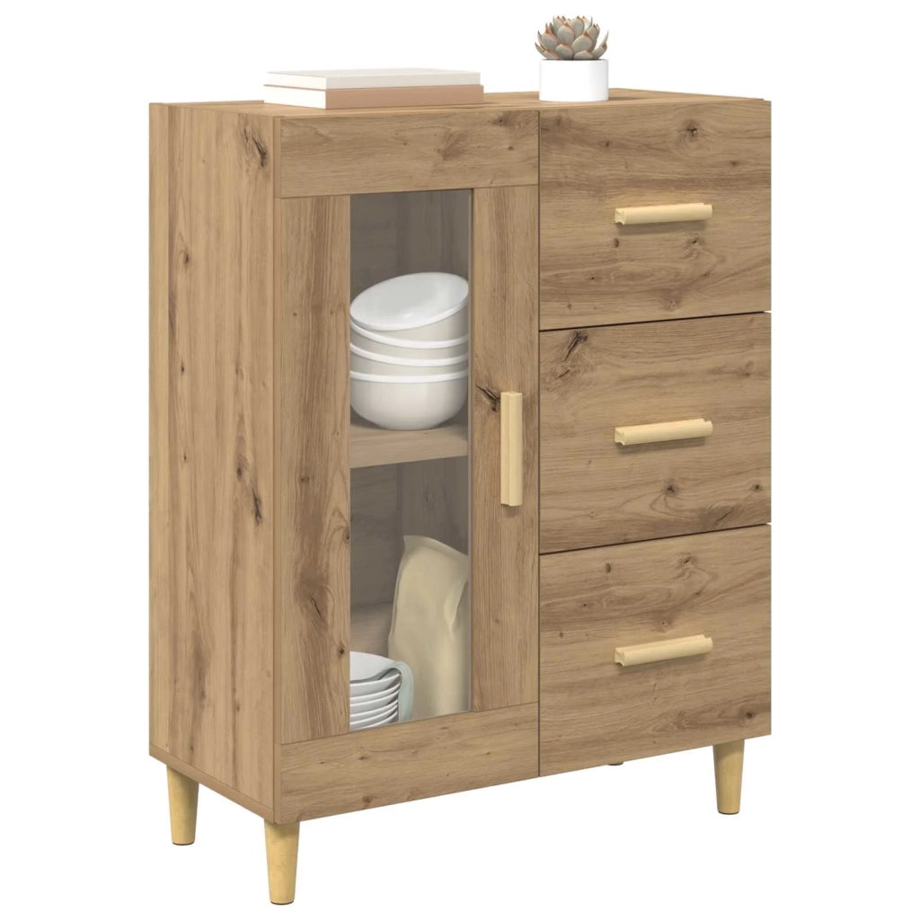 Credenza | Madia | Buffet da pranzo | Armadio da pranzo Rovere artigianale 69,5 x 34 x 90 cm Legno multistrato
