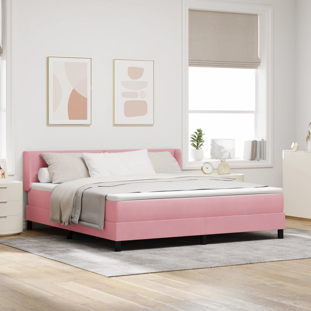 Letto a Molle con Materasso Rosa 180x200 cm Velluto