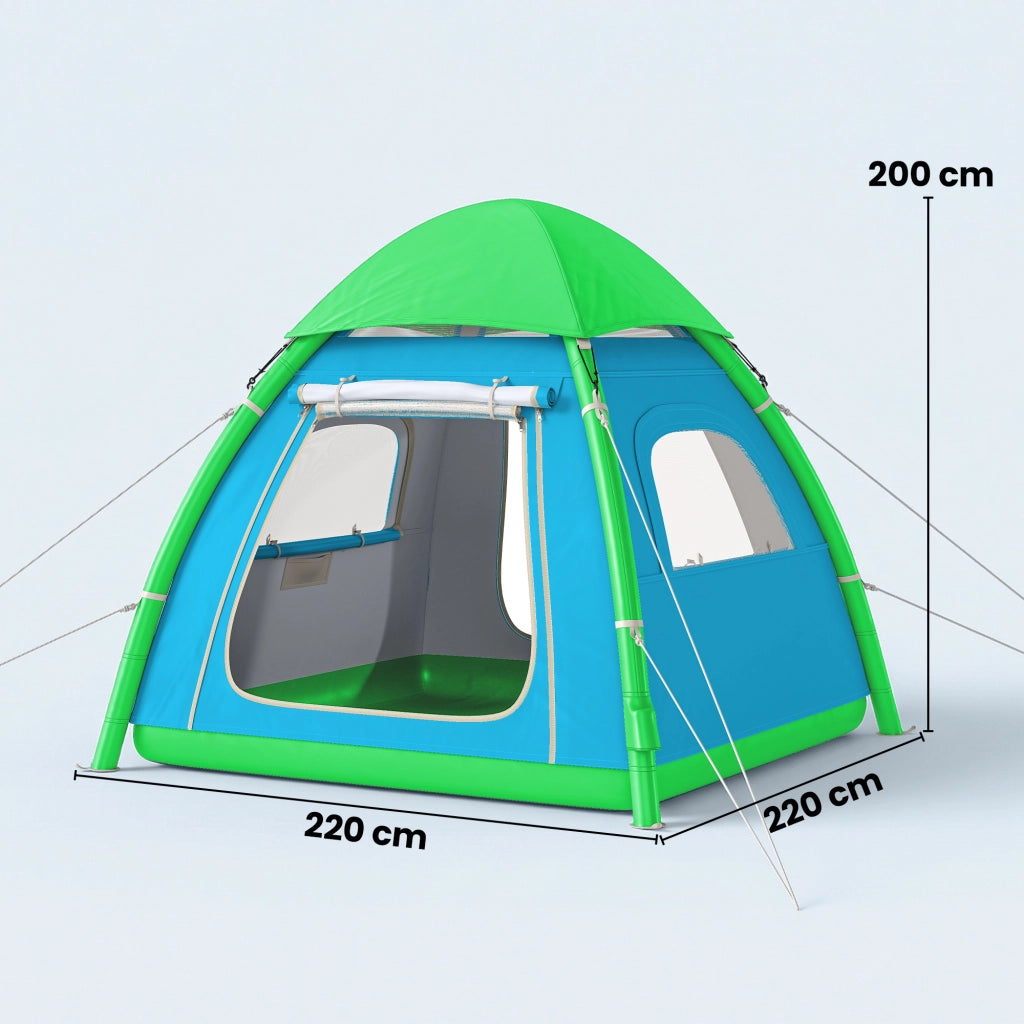 Tenda gonfiabile 3 posti ¨C zephmum ¨C verde con pompa e finestre a rete