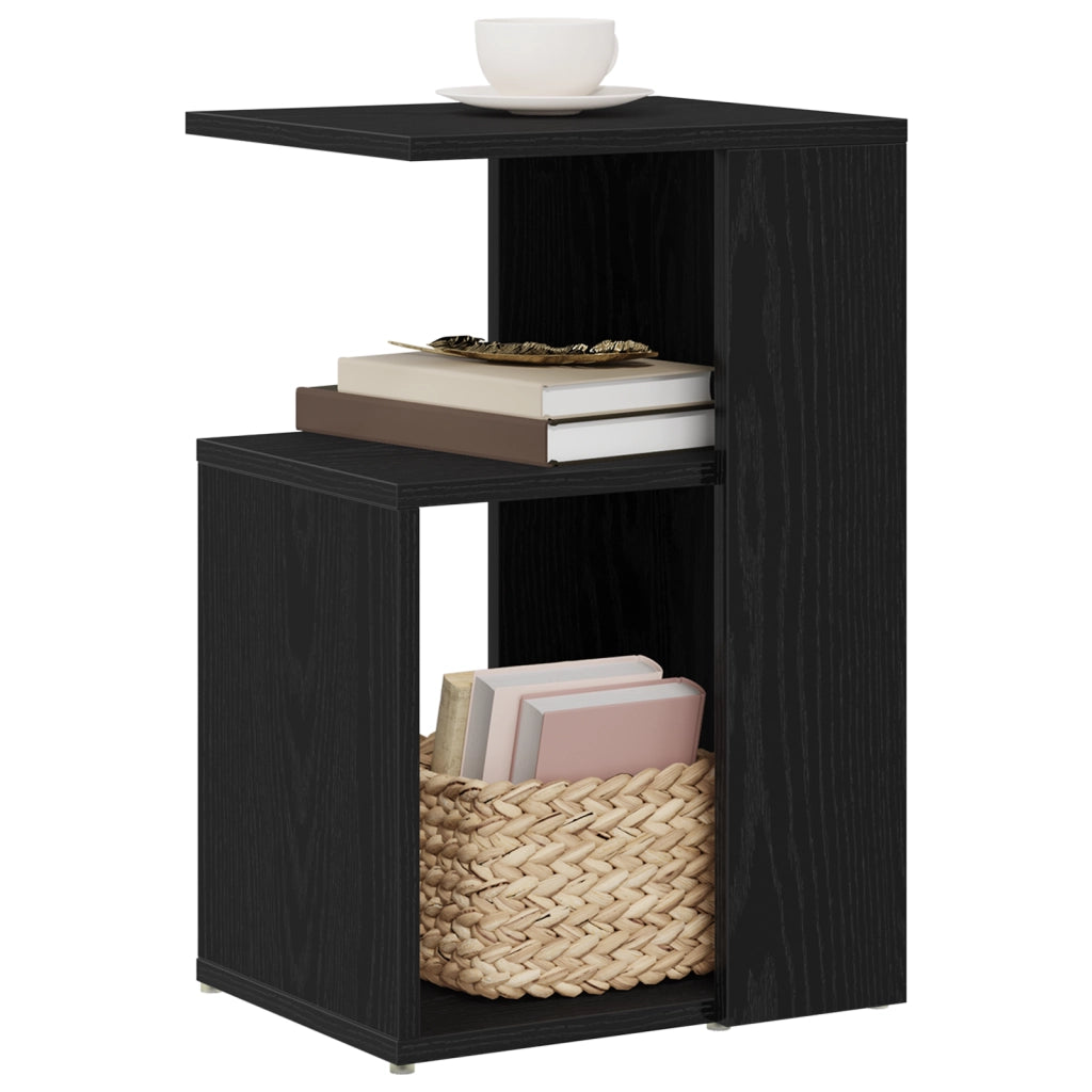 Tavolino  Nero Rovere 36x30x56 cm Legno ingegnerizzato