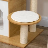 Albero per Gatti in MDF con Tiragraffi per Gatti, 2 Casette per Gatti, Posatoi e Pallina da Gioco, 60x48x133 cm
