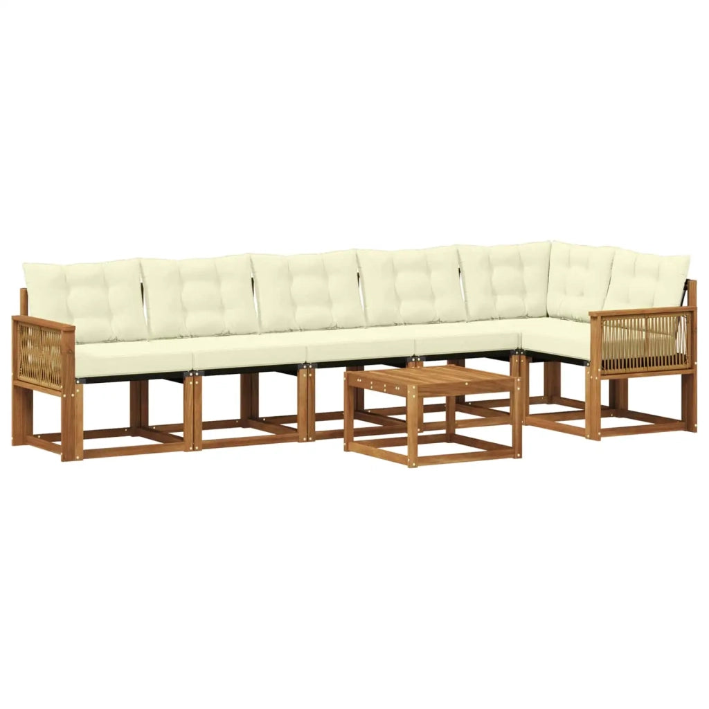 Set di divani da esterno con cuscino 7 pcs Naturale e Crema 3382002
