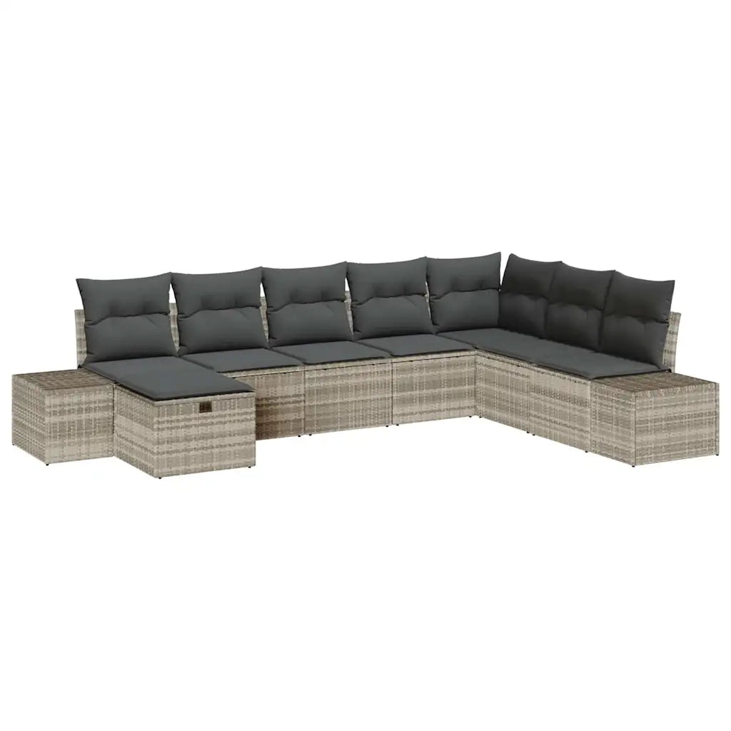 Set Divano da Giardino 8 pcs Grigio chiaro polyrattan 3359431