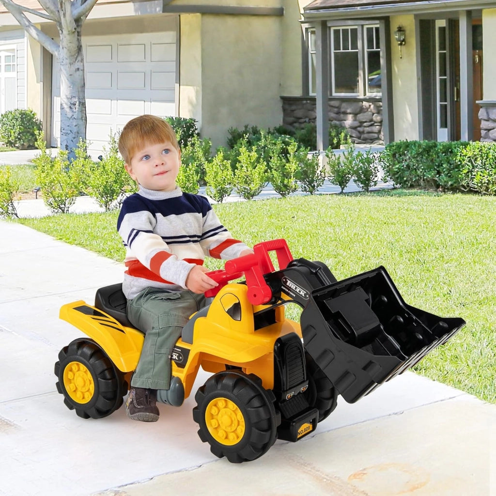 Escavatore Giocattolo Cavalcabile, Ruspa Elettrica Multifunzione con Suoni Realistici, Funzione Avanti e Dietro, Regalo per Bambini 3 Anni +, 85x45x30 cm (Stile 1)