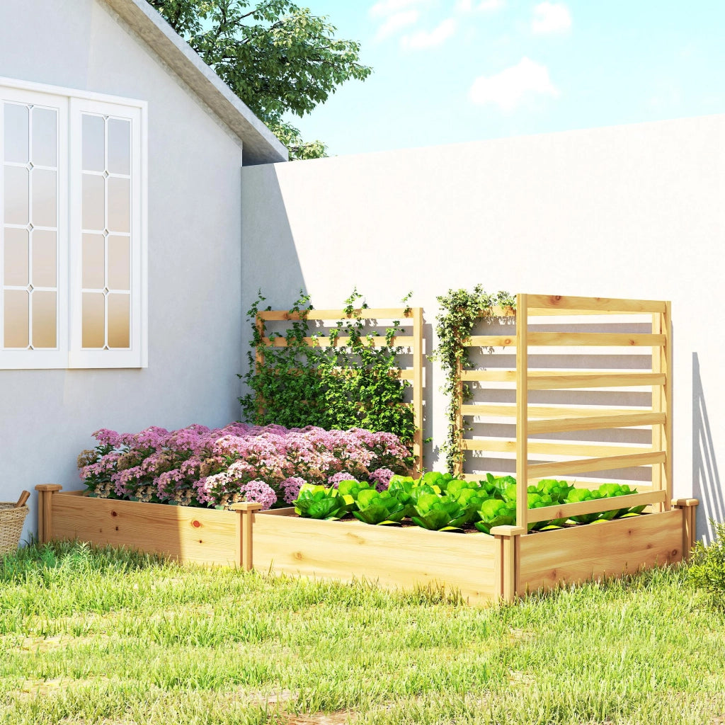 Fioriera con grigliato divisorio in legno da giardino ¨C Xylo ¨C 240x125x102 cm legno naturale