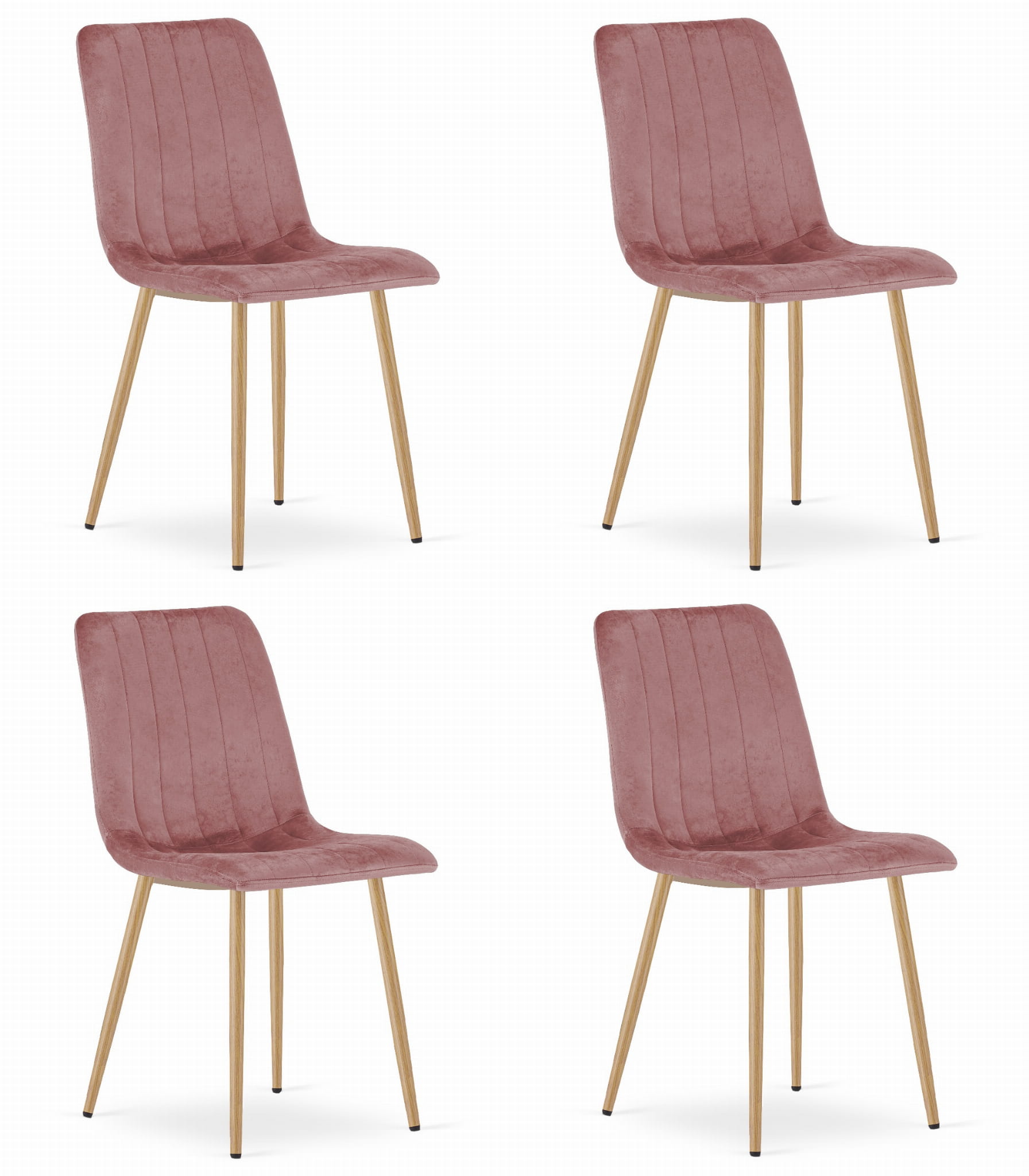 Sedia VALORA JEWA - Velluto rosa con gambe color legno x 4