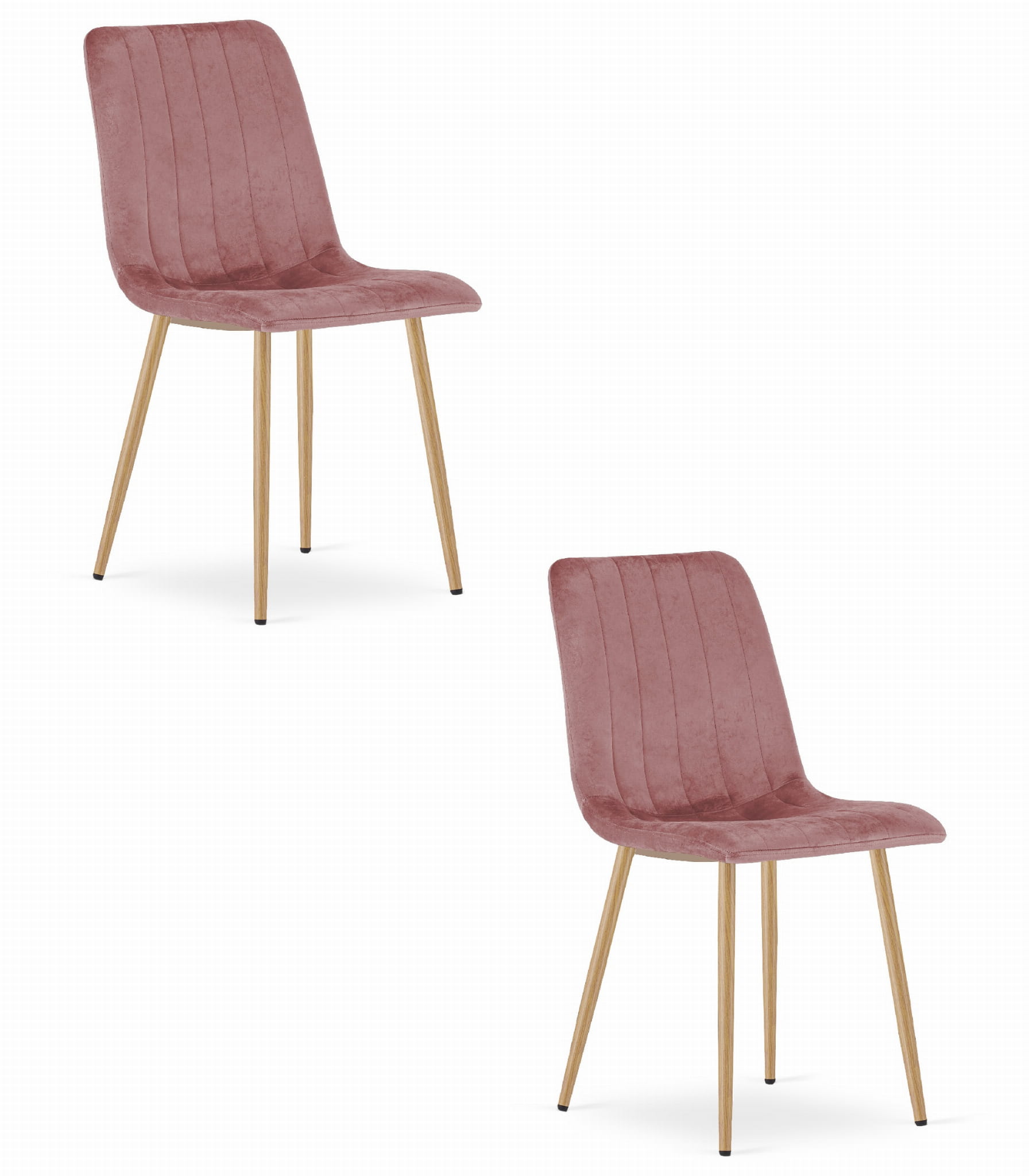 Sedia VALORA JEWA - Velluto rosa con gambe color legno x 2