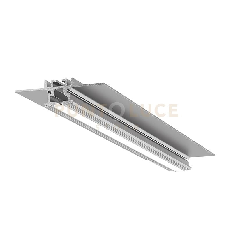 LIVERPOOL FP- SISTEMA MODULARE SEZIONABILE AD INACASSO E SCOMPARSA PIU DIFFUSORE TRASPARENTE COLORE ARGENTO OSSIDATO MT 2