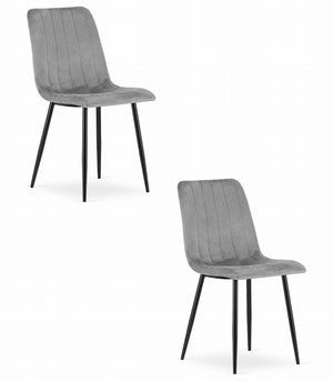 Sedia VALORA JEWA - Design ergonomico in velluto grigio chiaro x2