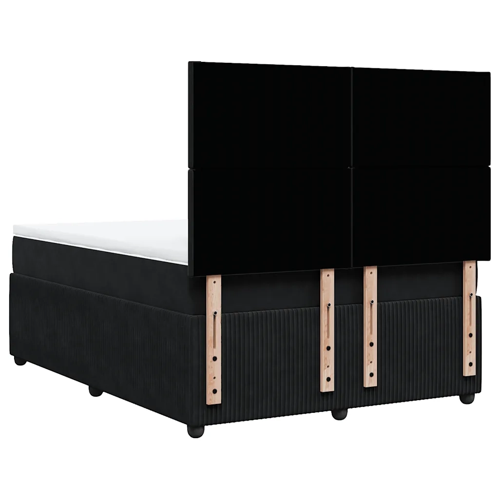 vidaXL Giroletto a Molle con Materasso Nero 140x200 cm in Velluto