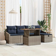 Set Divano da Giardino 6 pcs Grigio polyrattan