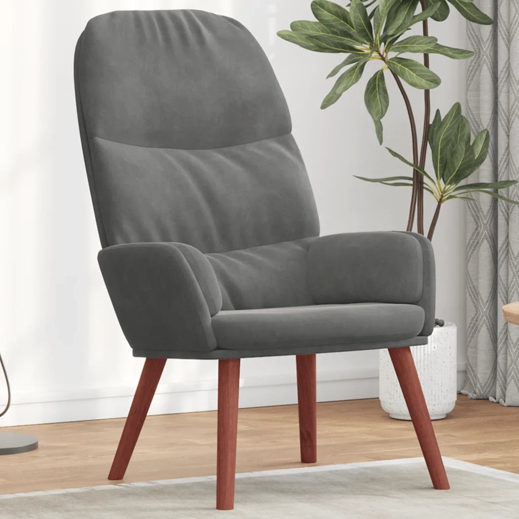 Sedia Relax Grigio Scuro in Velluto 4102611