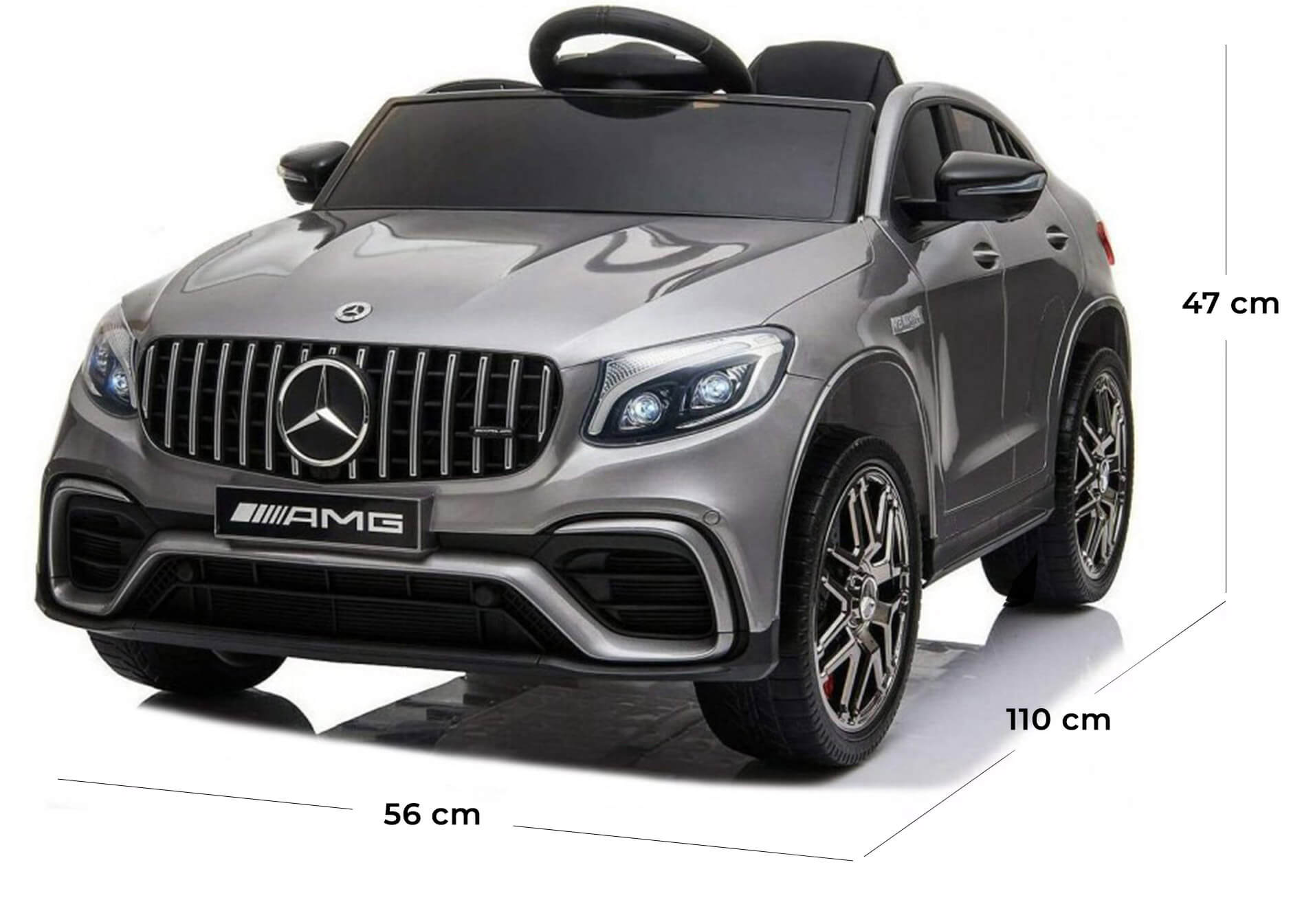 Macchina Elettrica per Bambini 12V con Licenza Mercedes GLC 63S Coupè Grigio Metallizzato