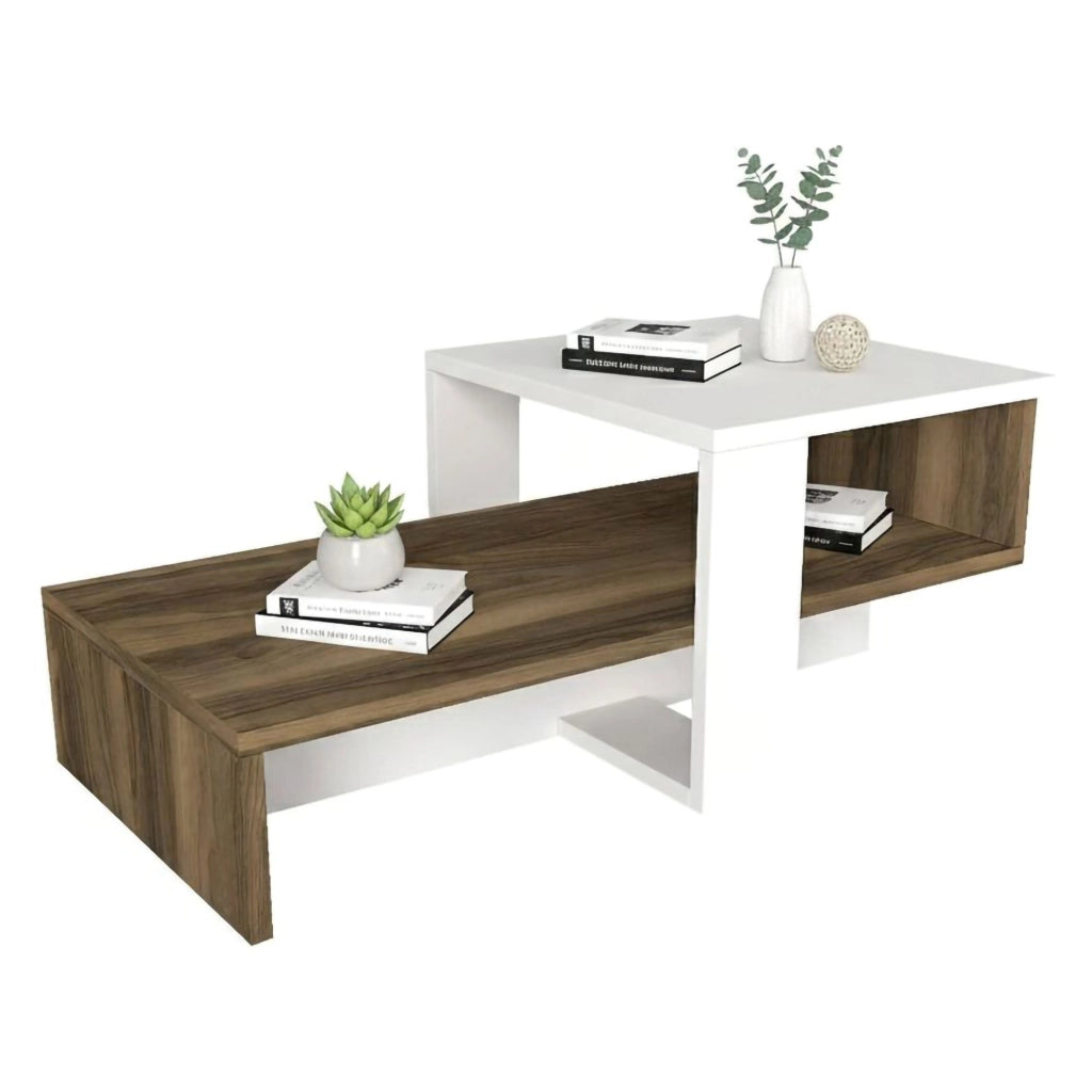 Pontey, Tavolino da Salotto Forma Fantasia, 44x40x33h cm Bianco Noce