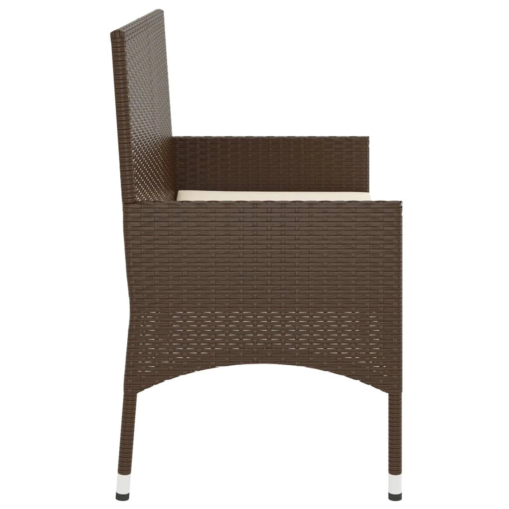 Panca da giardino 90 x 51 x 85 cm arredo da esterno per terrazza a 2 posti con cuscini marroni in resina intrecciata 02_0011777