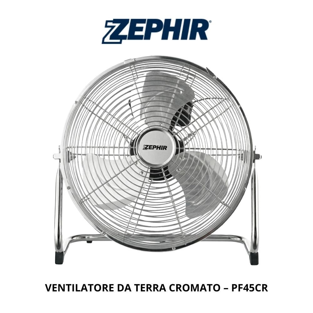 Ventilatore da terra cromato zephir pf45cr 120w alta velocità