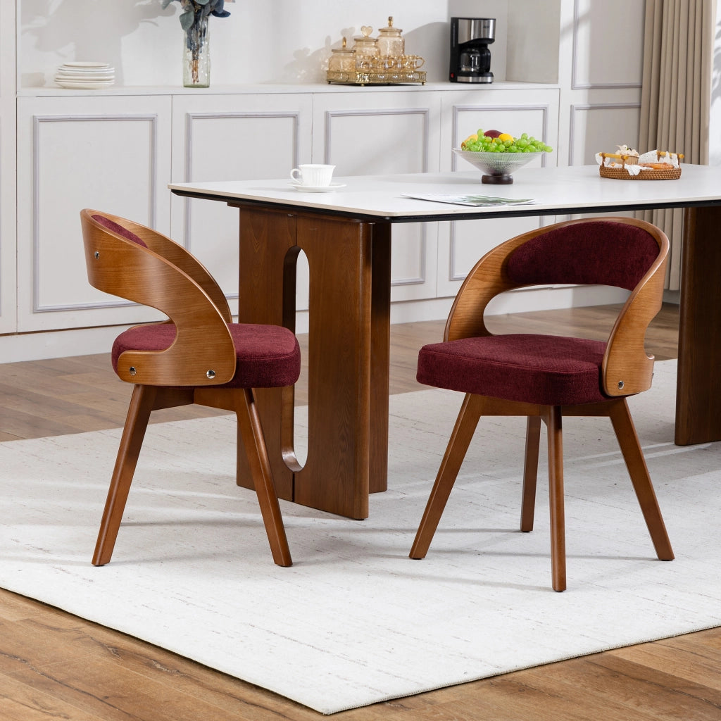 Sedia da Pranzo Girevole in Legno con Schienale Curvo e Cuscino in Tessuto ¨C Xylo ¨C Naturale