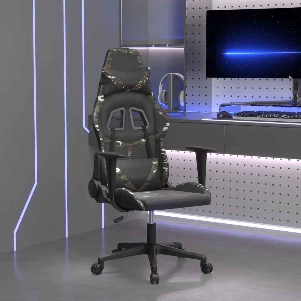 Sedia da Gaming | Sedia da e-sports Nero e Mimetico in Similpelle