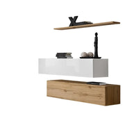 Set di mobili da salotto SWITCH SBII design, colore rovere Wotan e bianco lucido.