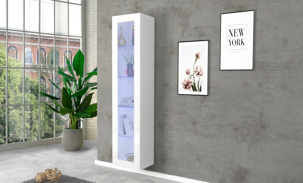 Mobile Vetrina MARUSKA L 40 x H 180 x P 30 cm bianco lucido