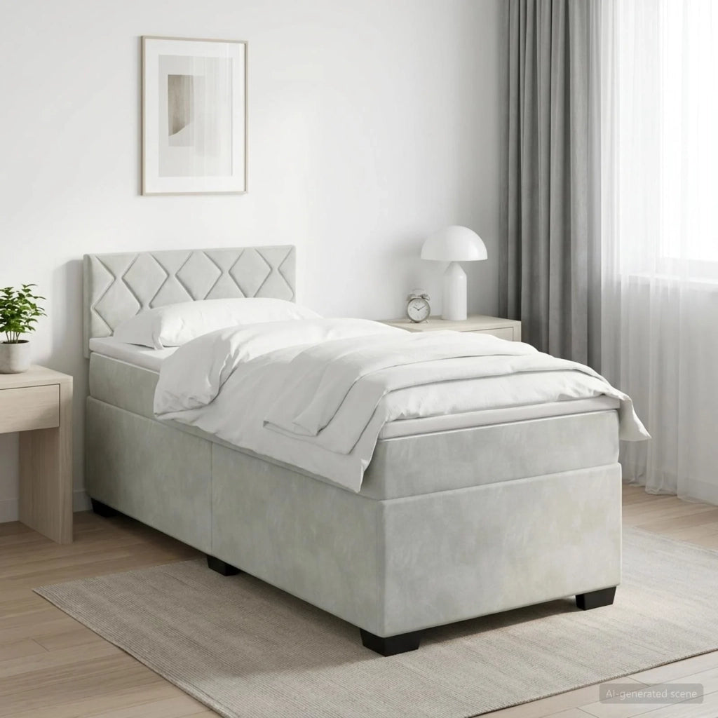 Letto box spring con materasso Grigio Chiaro 90 x 190 cm 3450626