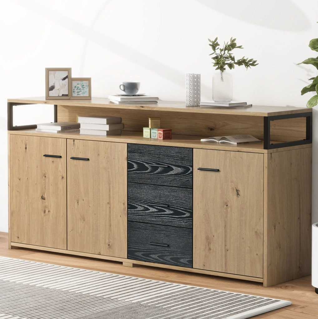 Credenza moderna con 3 ante e 3 cassetti, 150 cm