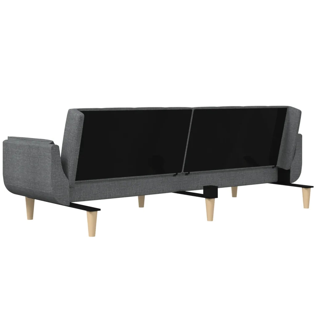 Divano letto | Sof¨¤ letto | Letto singolo a 2 Posti con 2 Cuscini Grigio Chiaro in Tessuto