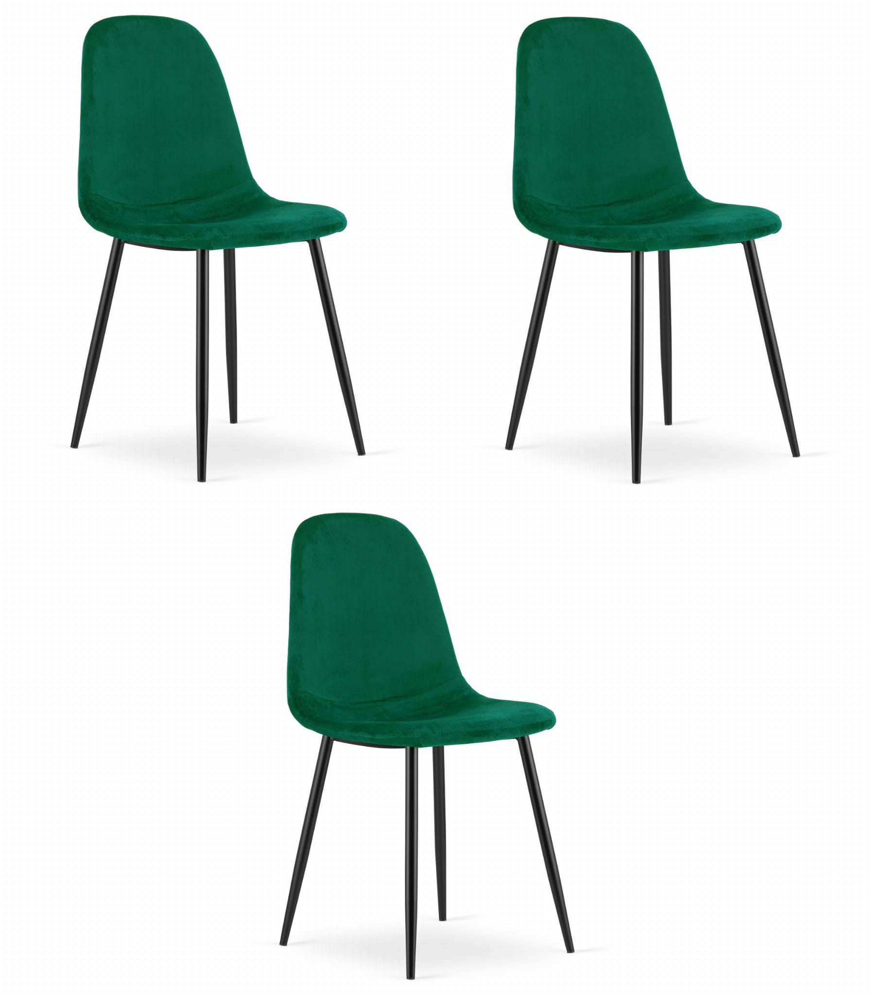 Sedia VALORA COMO - Design ergonomico in velluto verde scuro x 3