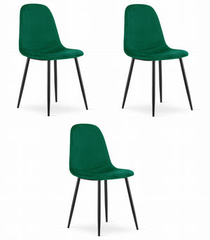 Sedia VALORA COMO - Design ergonomico in velluto verde scuro x 3