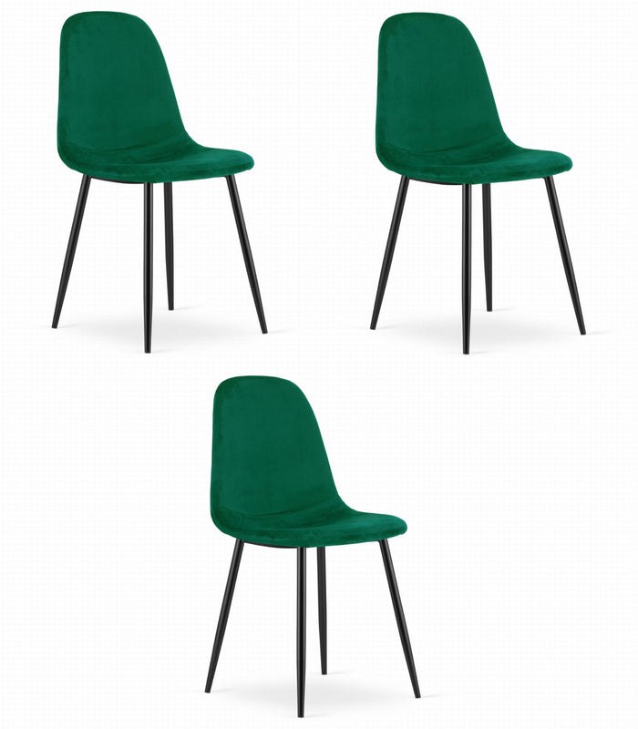 Sedia VALORA COMO - Design ergonomico in velluto verde scuro x 3