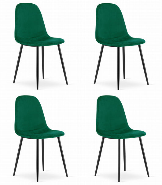 Sedia VALORA COMO - Design ergonomico in velluto verde scuro x 4