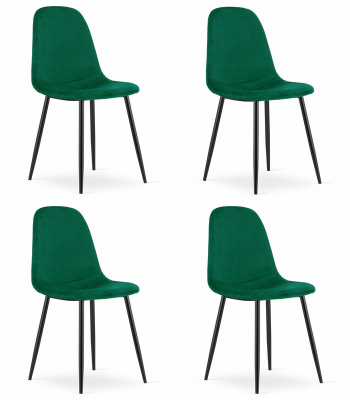 Sedia VALORA COMO - Design ergonomico in velluto verde scuro x 4