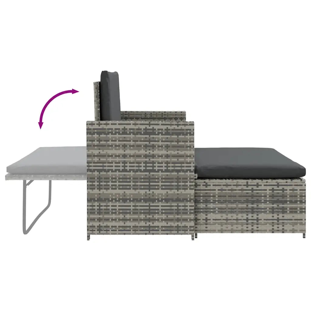 Set Divani da Giardino 2 pz | Set Salotto da Giardino con Cuscini in Polyrattan Grigio