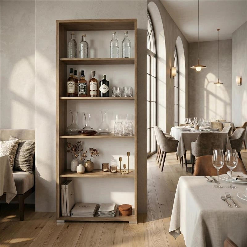 LIBRERIA A GIORNO DA ARREDO IN LEGNO CON 5 RIPIANI 182X71X41 CM COLORE NOCE