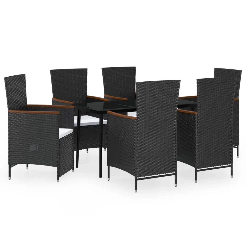 Set da Pranzo da Giardino 7 pz con Cuscini Nero 3099467