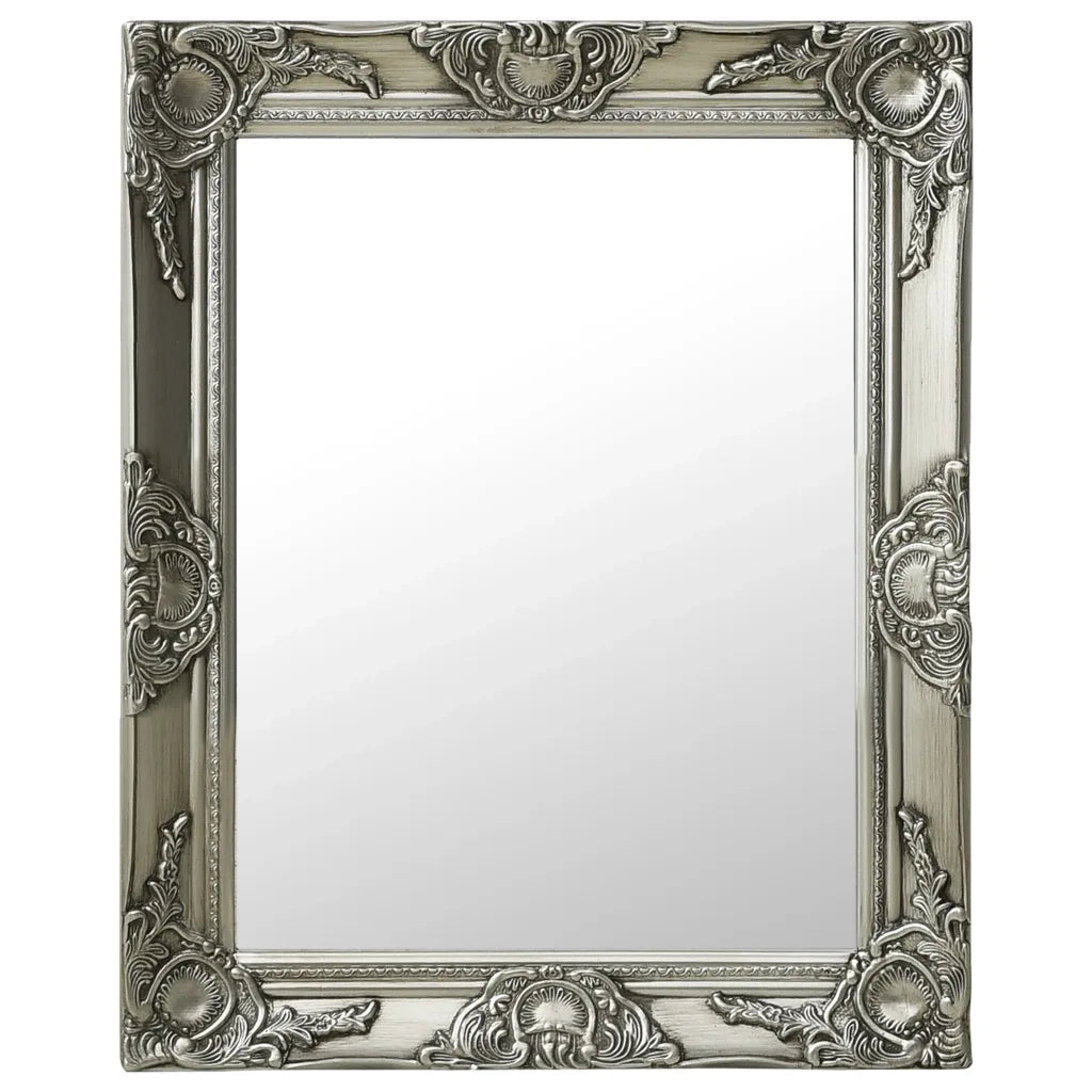 Specchio da Parete Stile Barocco 50x60 cm Argento 320318