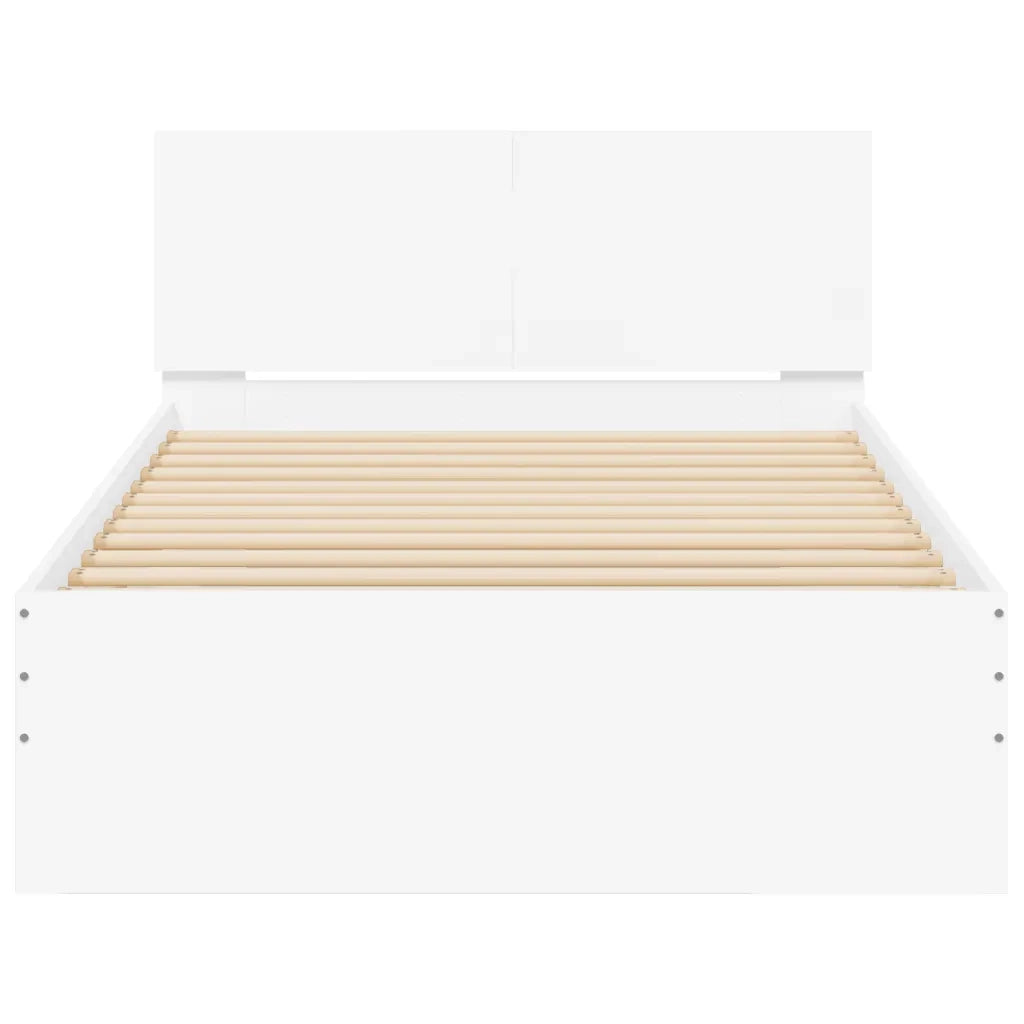 Giroletto con Testiera-Struttura letto con testiera Bianco 100x200 cm in Legno Multistrato