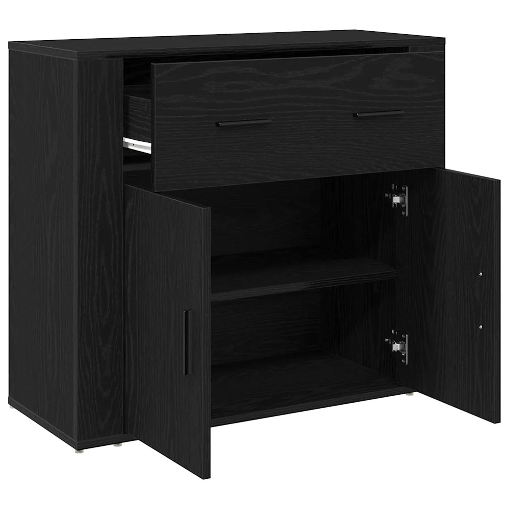 Credenza Rovere Nero 80 x 33 x 70 cm Legno multistrato 862801