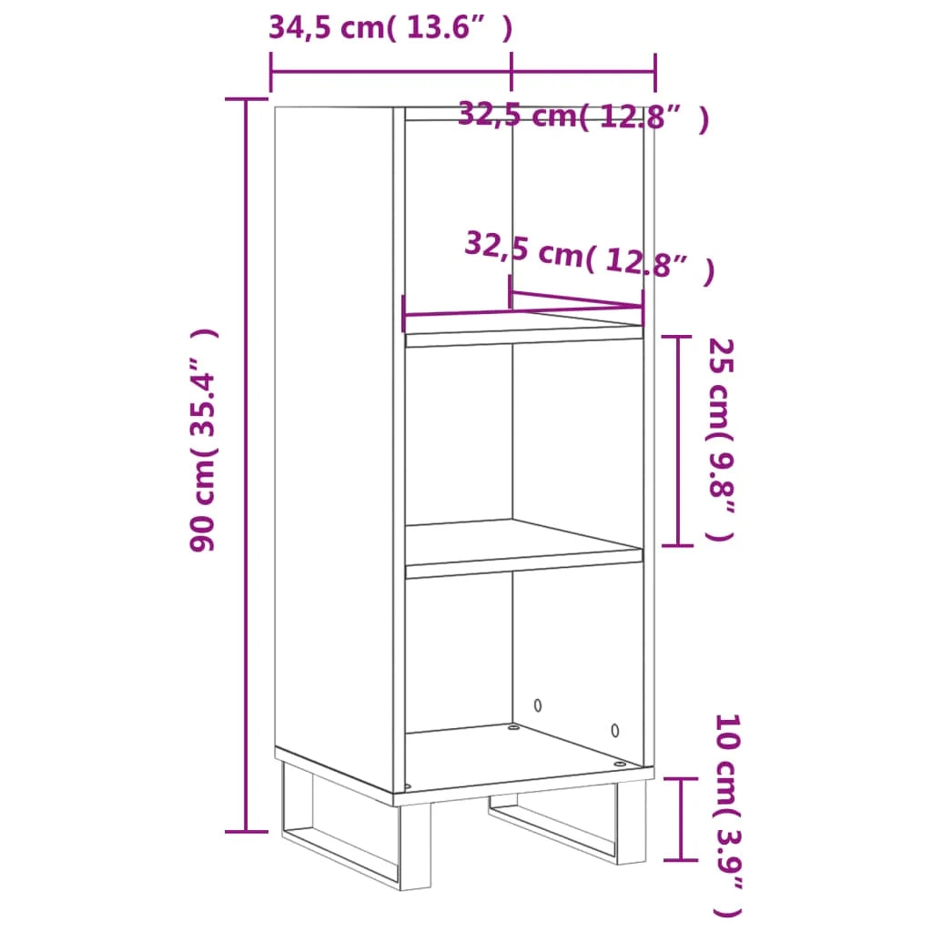 Buffet credenza cassettiera mobiletto mobile contenitore organizer per cucina soggiorno finitura lucida 34,5 x 32,5 x 90 cm legno ingegnerizzato bianco 02_0030585