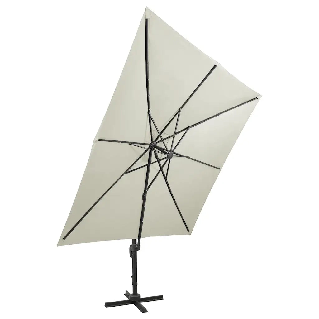Ombrellone a Sbalzo con Palo e Luci a LED-Ombrello da giardino Sabbia 300 cm 892645