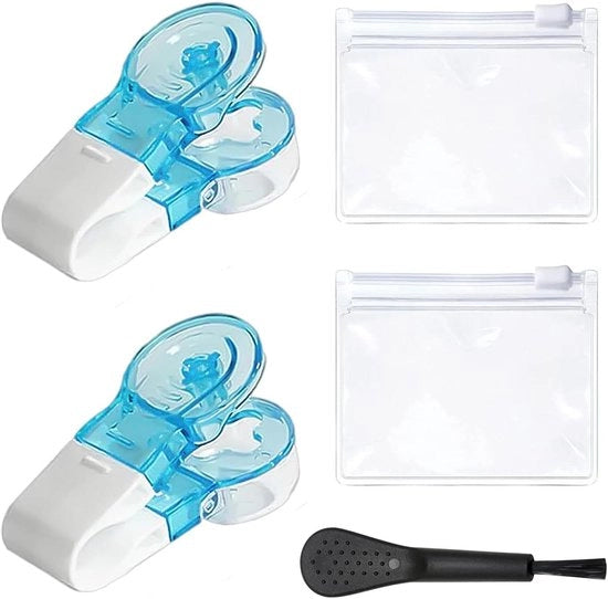 Dispensatore a due celle con 1 set di spazzola 2 cassette con chiusura a zip per contenitore per dispensatore di pillole