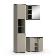 Vicco Set di mobili da bagno Grigio 3 parti, con colonna