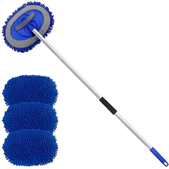 Spazzolino per auto estensibile 160 cm - Spazzola a microfibra - Spazzolino per auto con estensore - Spazzolino per pulizia - Impermeabile - Leggero in lega di alluminio
