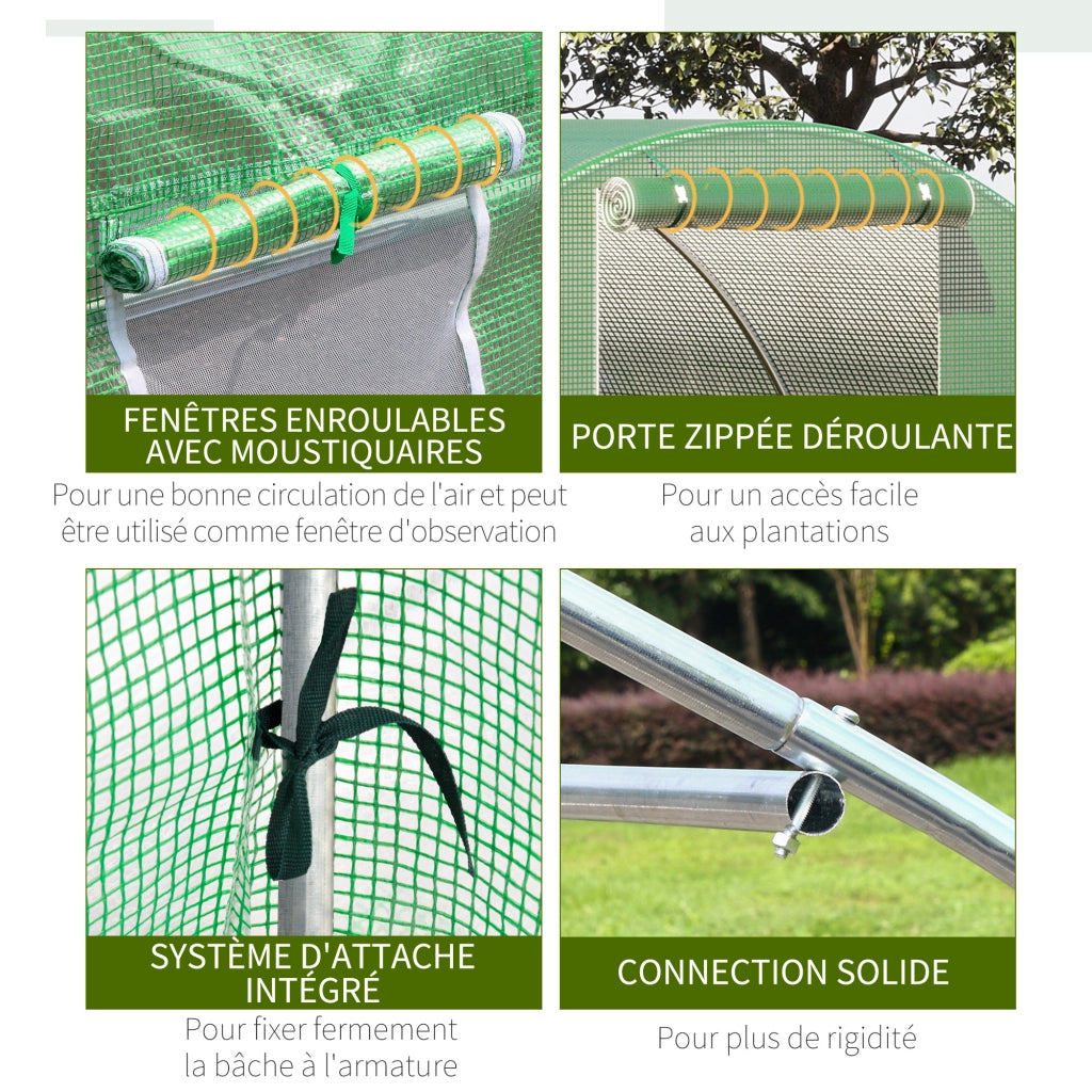 Serra da giardino tunnel ¨C zephmum ¨C verde 4.5x3x2m acciaio galvanizzato