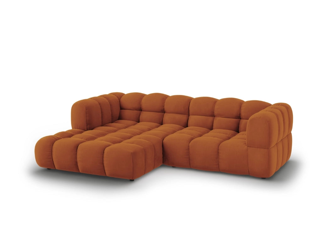 Cosmopolitan Design - Divano angolare modulare sinistro "Sky" 3 posti in velluto terracotta 