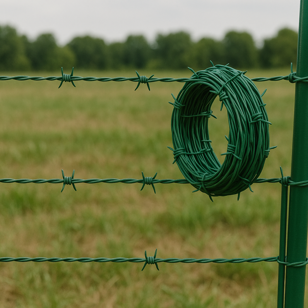 Filo spinato verde plastificato 10 metri, resistente per recinzioni e protezione